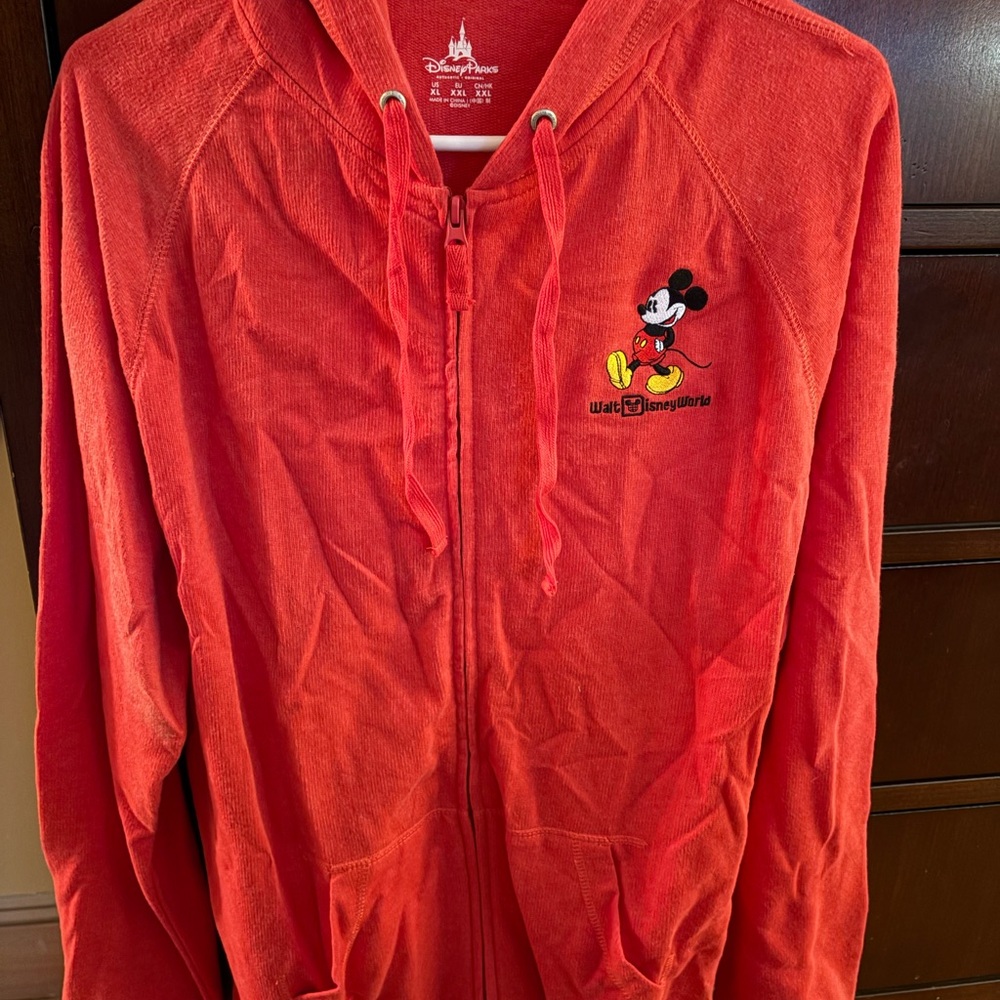Disney Red Hoodie with Mickey Mouse Embroidery